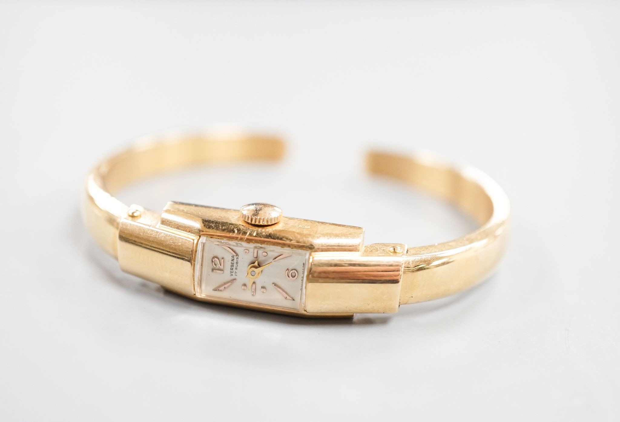 A lady's 18k Verbena open hinged bangle manual wind wrist watch